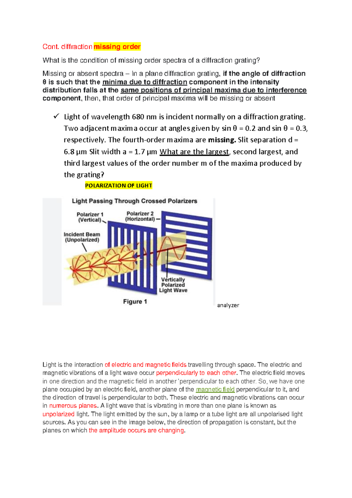 Polarization of Light: Missing Orders & Applications in Physics (P-101 ...