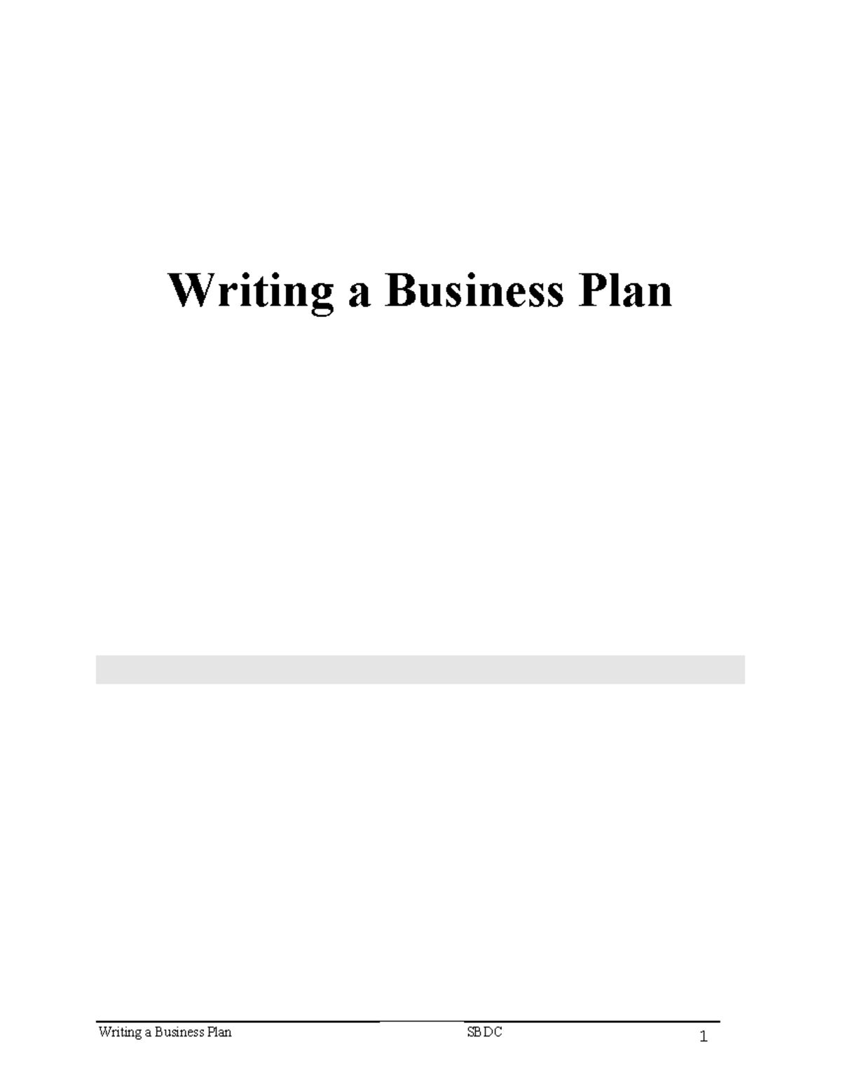 CH-5 Business PLAN - Writing a Business Plan Small Business Development ...