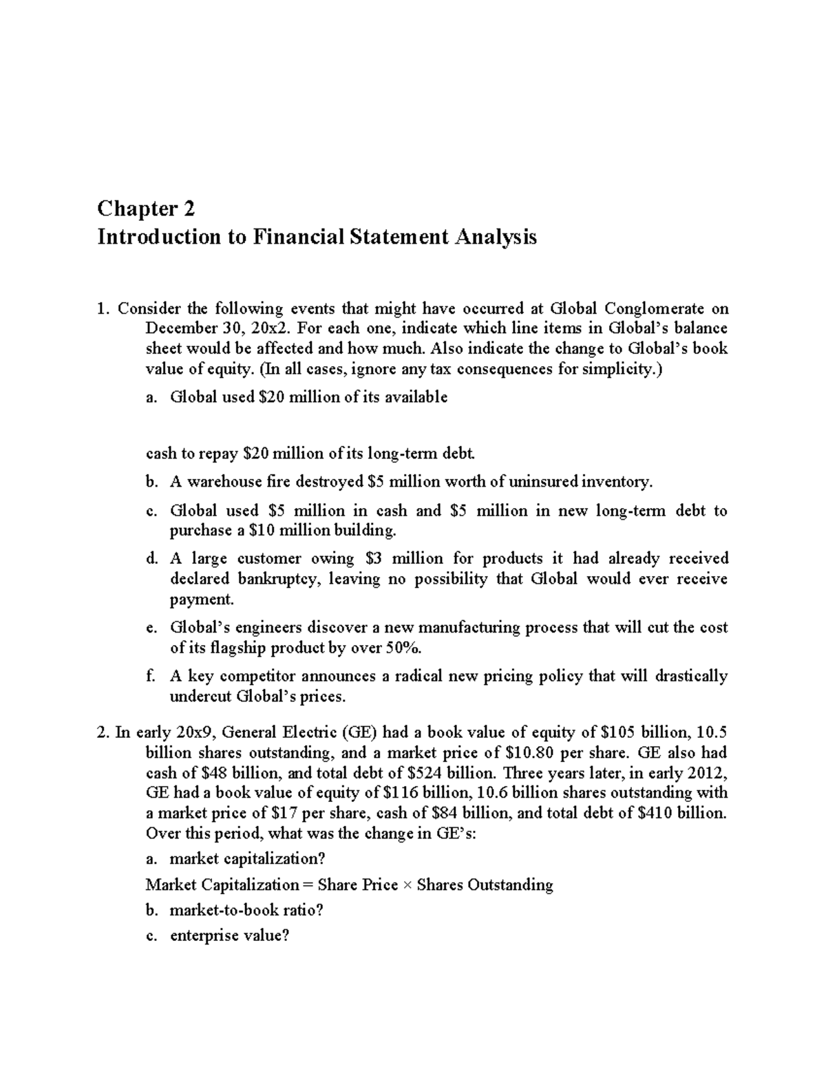 Chapter 2: Financial Statement Analysis Problems - 097 - Studocu