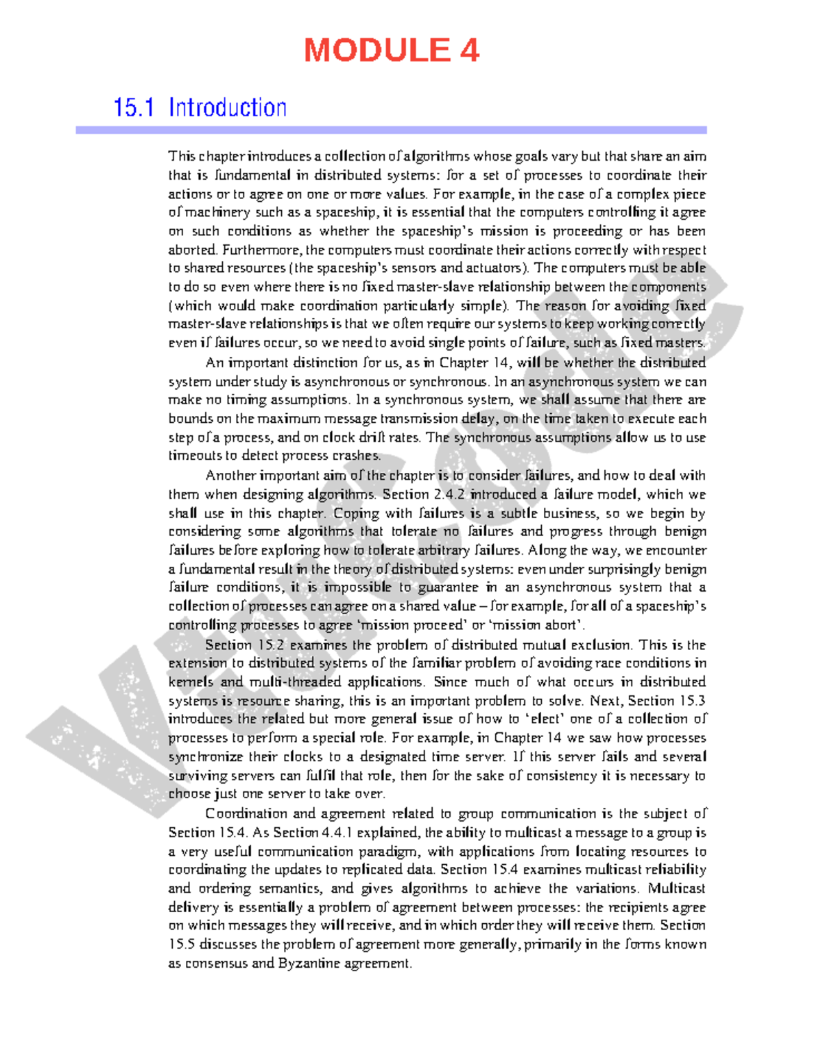 630 BCS5151D MODULE 4 CHAPTER 15: Coordination and Agreement in ...
