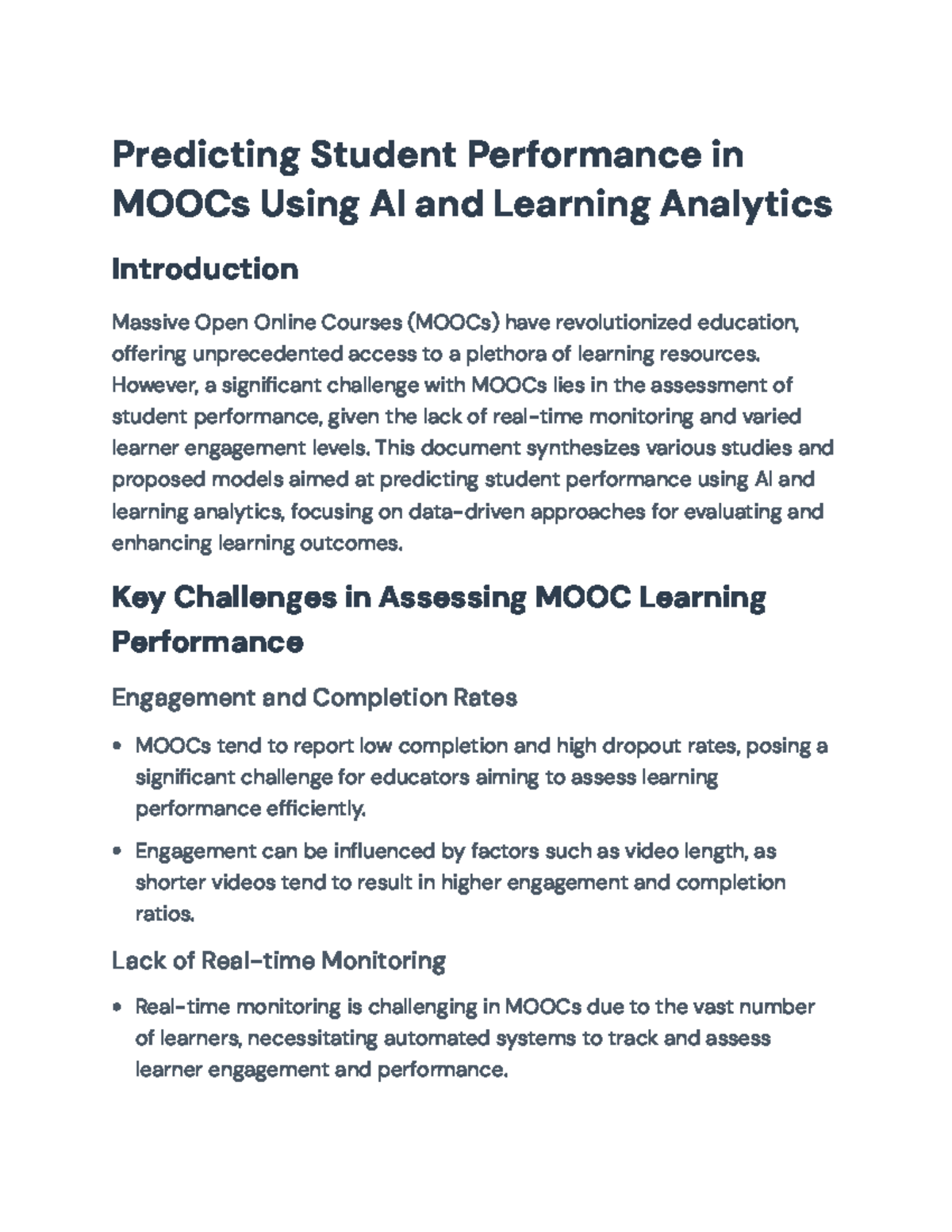 Predicting Student Performance in MOOCs: AI & Learning Analytics ...