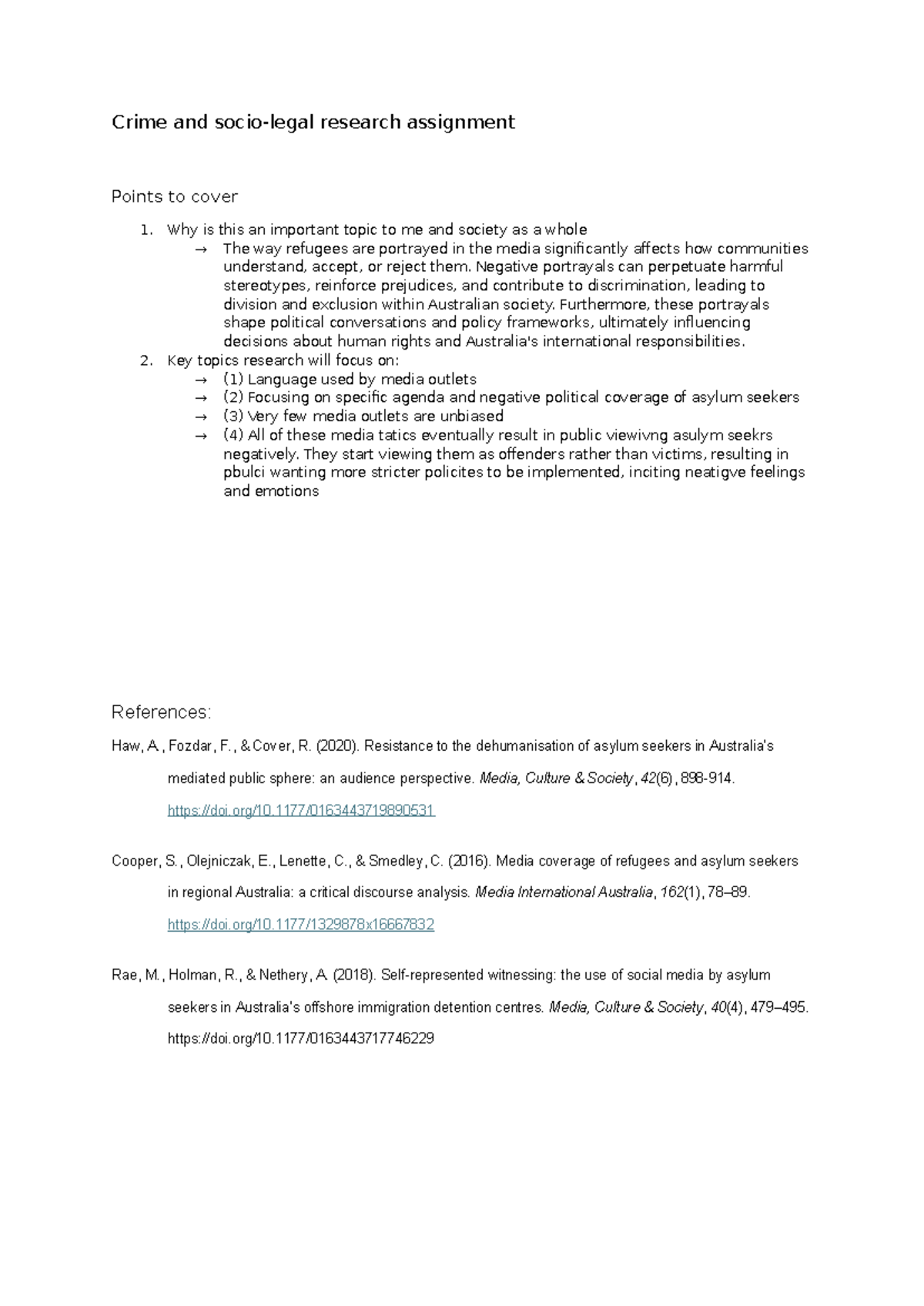 CRIM 101: Media Portrayal of Refugees - Research Assignment Script ...