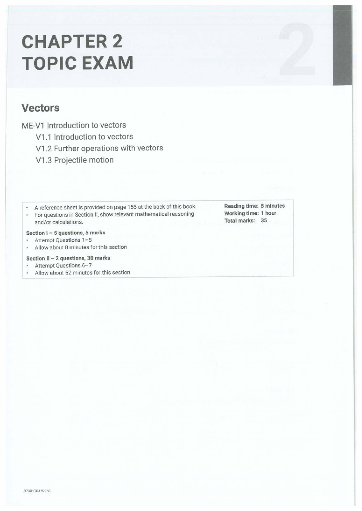 HSC YEAR 12 MATHEMATICS EXTENSION 1 CHAPTER 2 Vectors Practice Exam ...