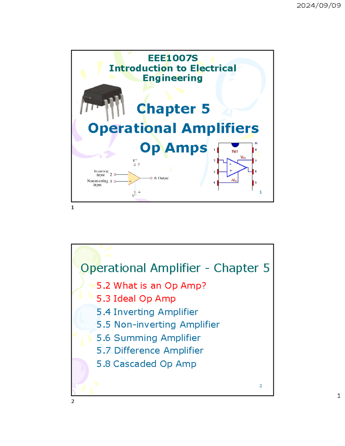 EEE1007S - Chapter 5: Introduction to Operational Amplifiers - Studocu