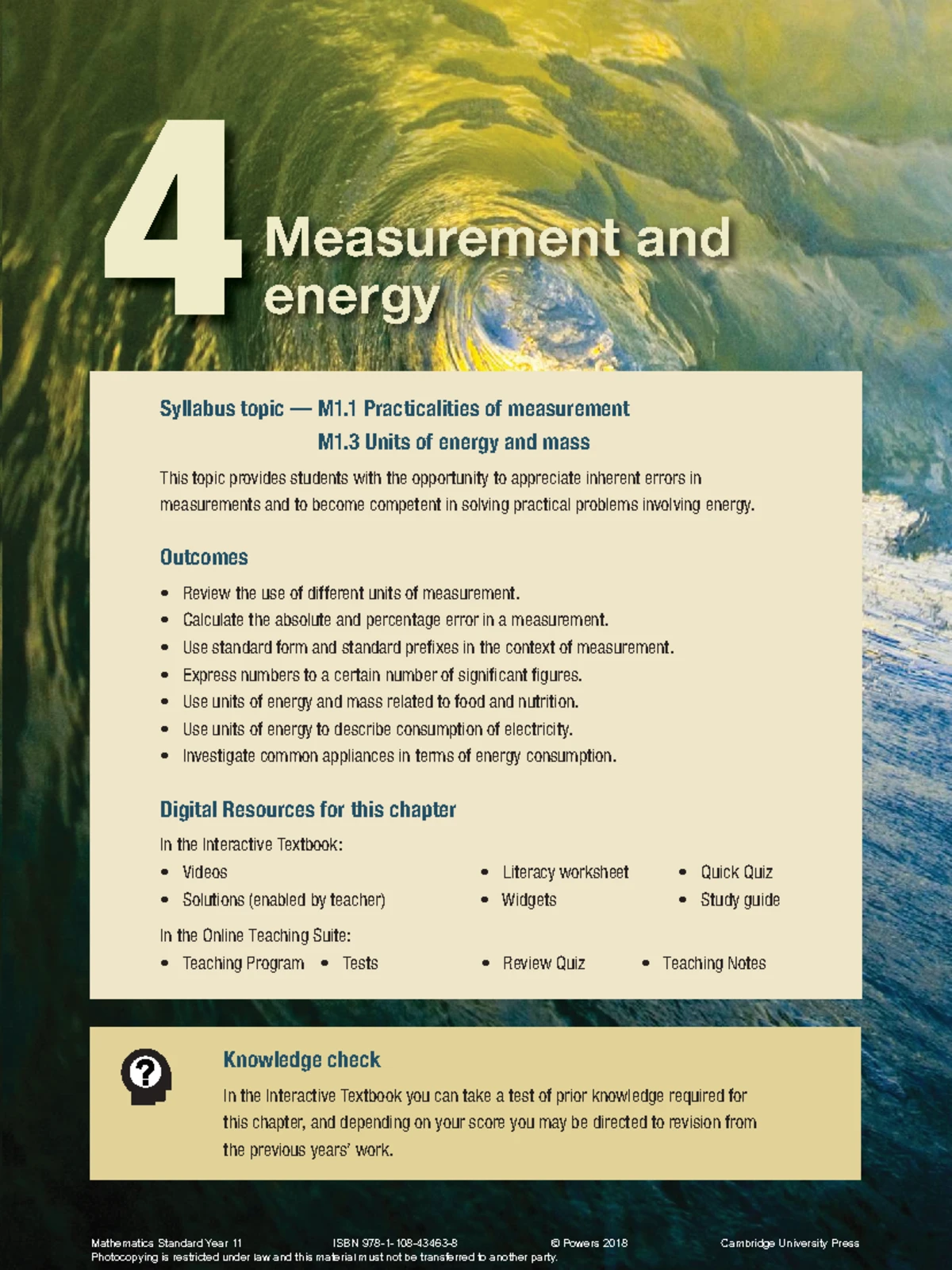 Mathematics Standard Year 11 Review Chapter 4 Measurement & Energy ...