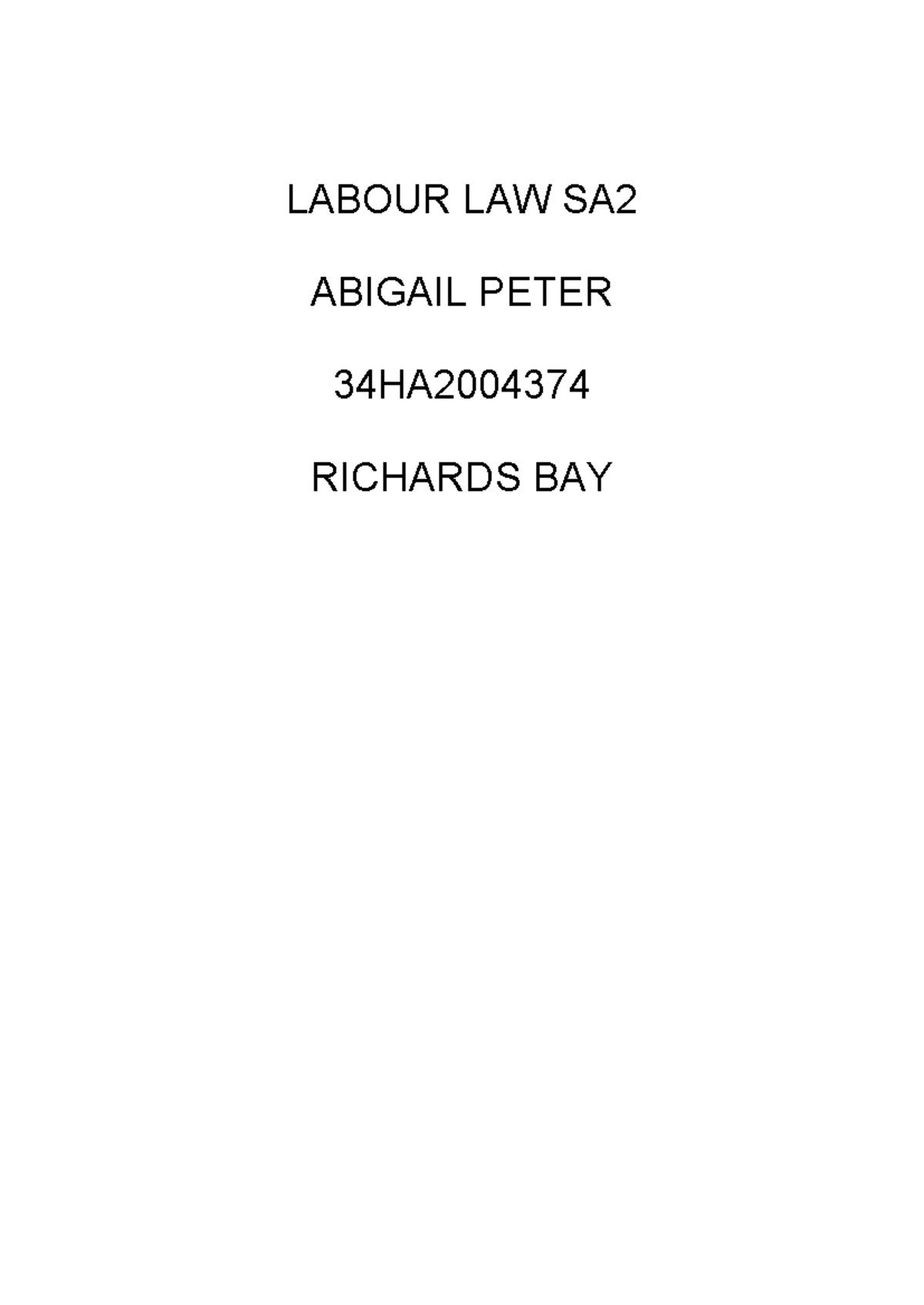 Labour Law SA2 - Essay Notes on Affirmative Action Impacts - Studocu