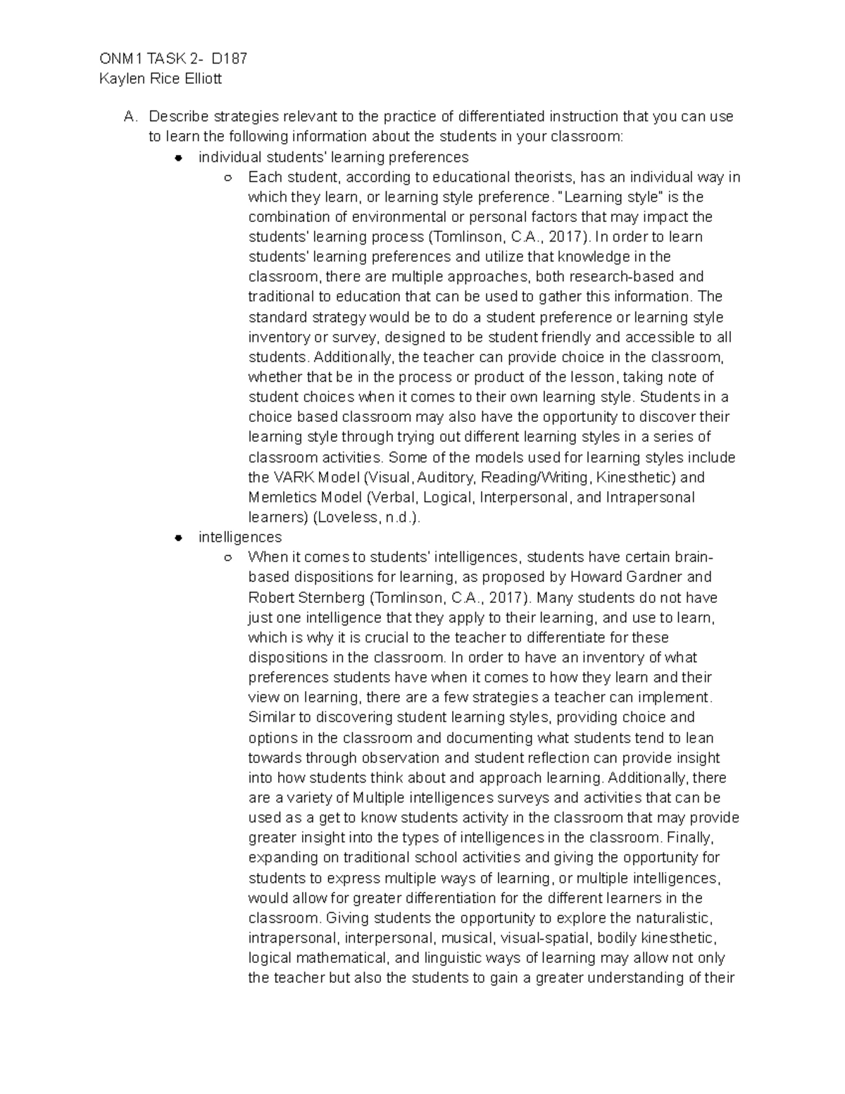 D184 Task 3 - assignment - Casey D184 Task 3: Analyzing Assessment Data ...