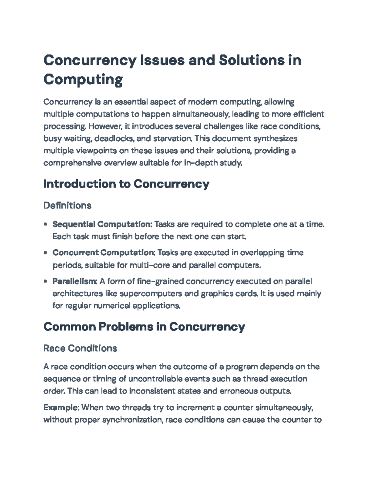 Concurrency Issues and Solutions: A Comprehensive Overview in Computing ...