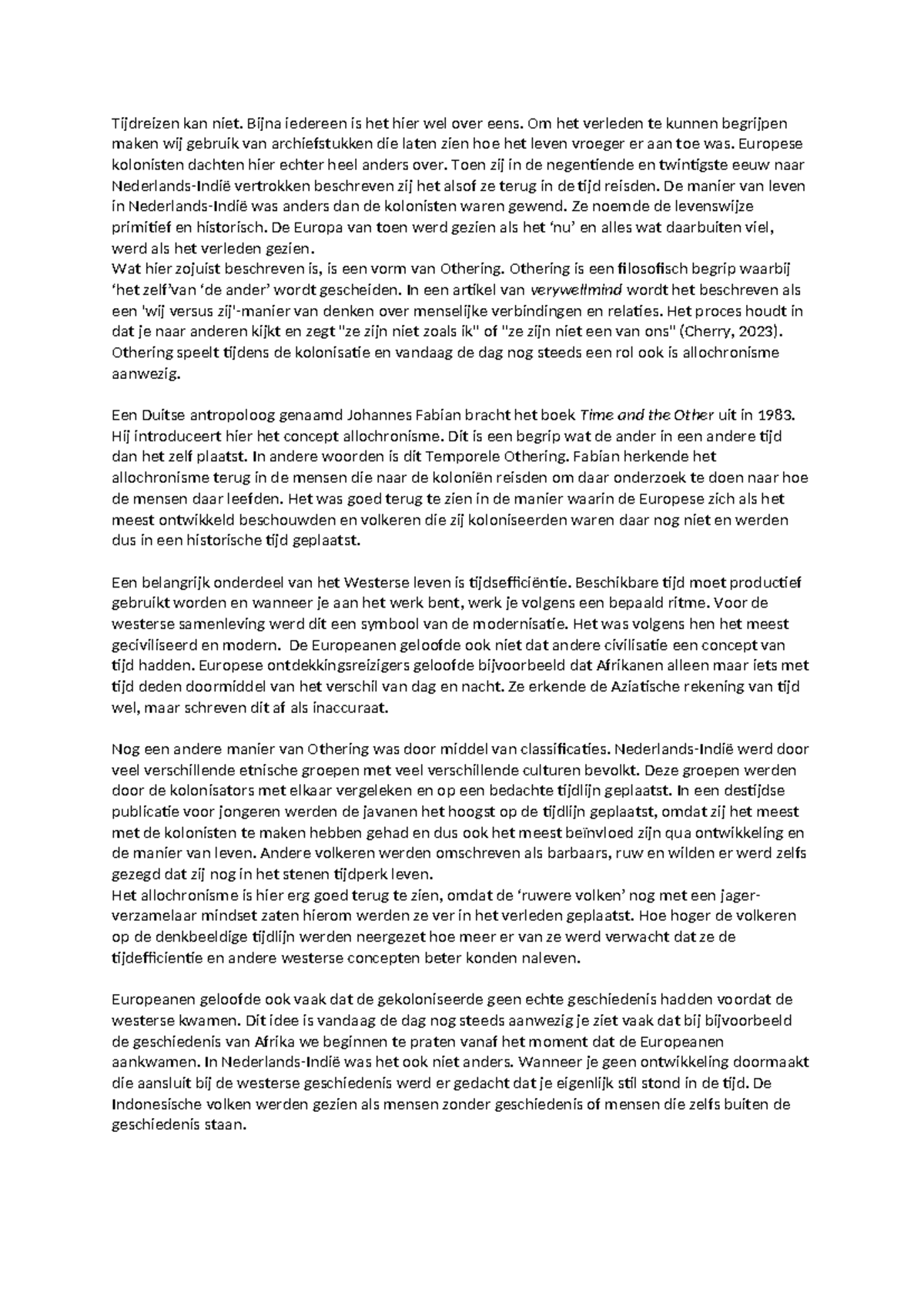 Essay Kolonialisme: Tijd, Othering en Allochronisme in Nederlands-Indië ...