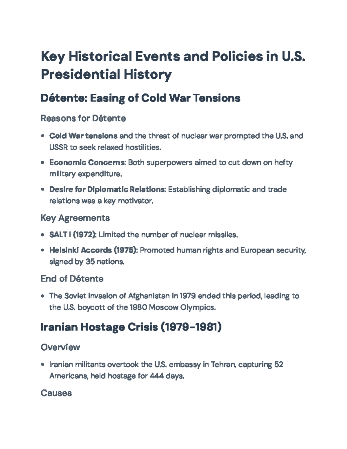 Key Historical Events and Policies in U.S. Presidential History - Key ...