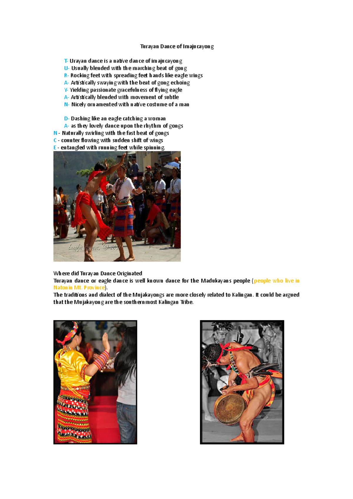 Native Dance Literature: Turayan Dance of Imajucayong & Kalinga Weaving ...