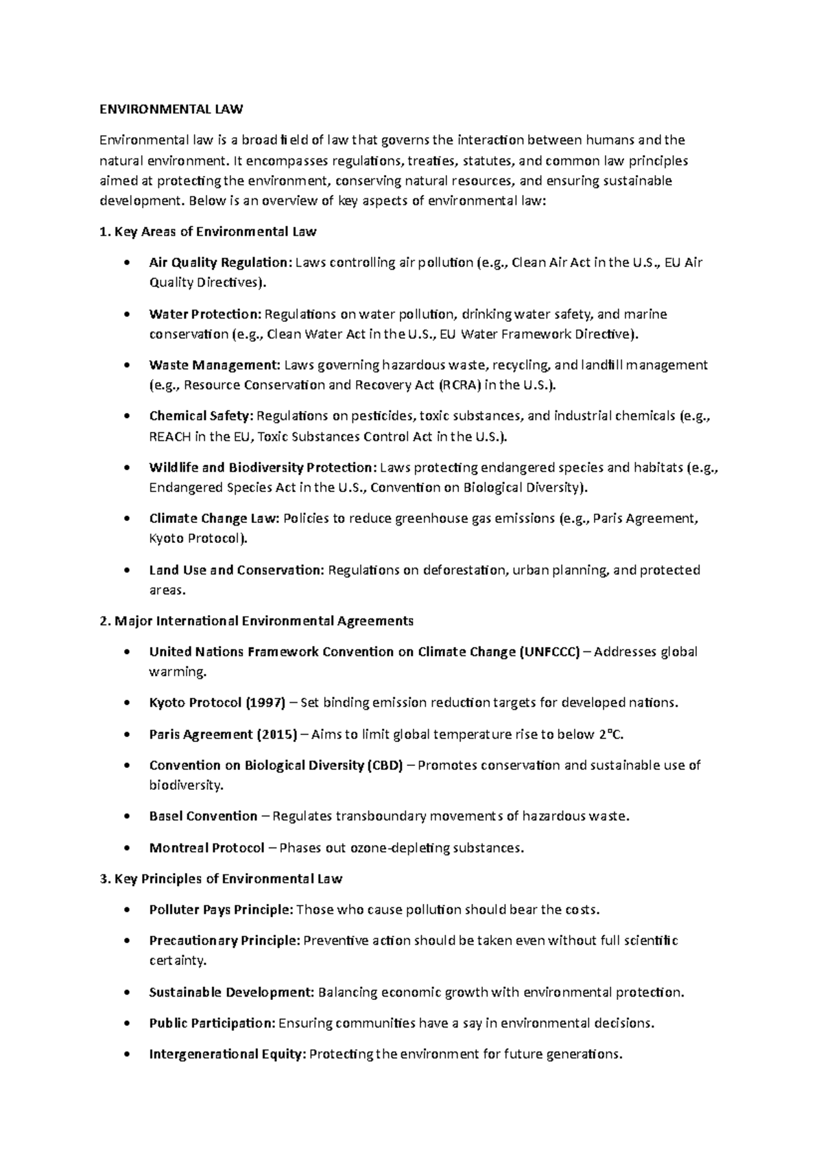 ENVIRONMENTAL LAW 101: Key Aspects & Principles Overview - Studocu