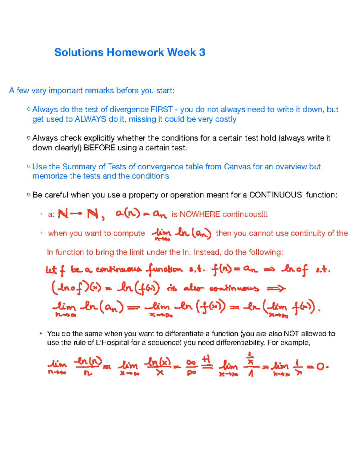Solutions for Homework Assignment Week 3 (Math 101) - Studeersnel