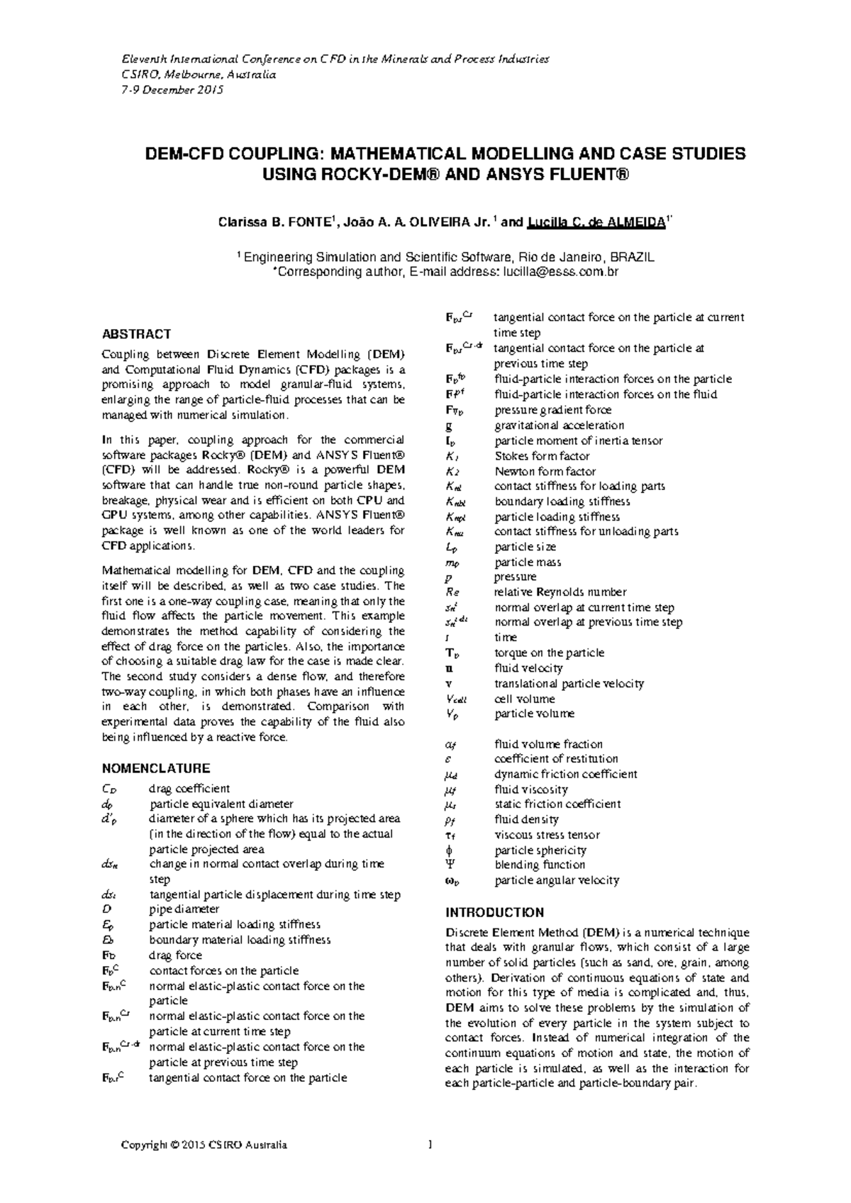 DEM-CFD Coupling: Mathematical Modelling & Case Studies - Studocu