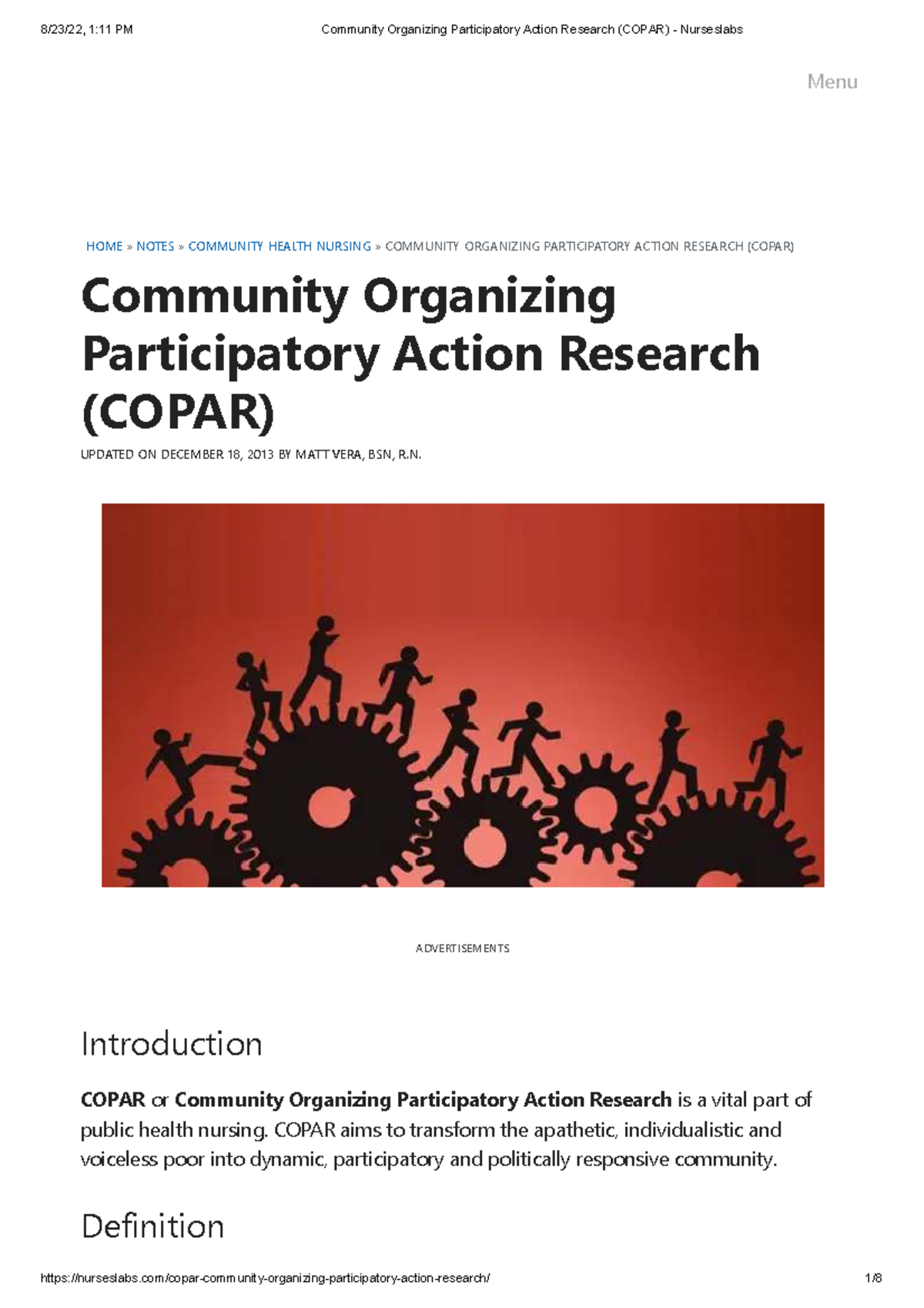 COPAR Community Health Nursing: A Guide to Participatory Action ...