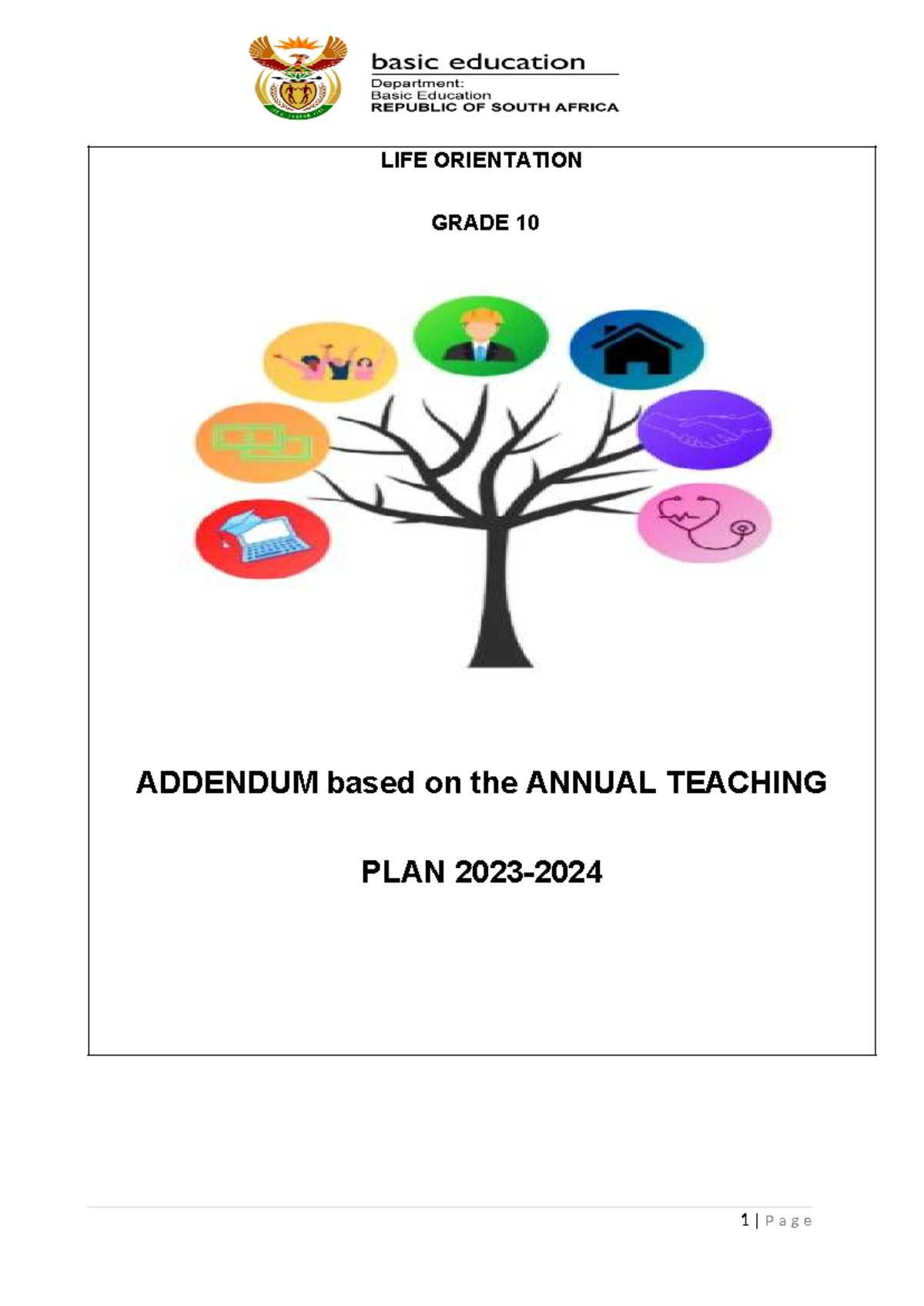 Addendum - Grade 10 - LIFE Orientation - 2023-2024 - LIFE ORIENTATION ...