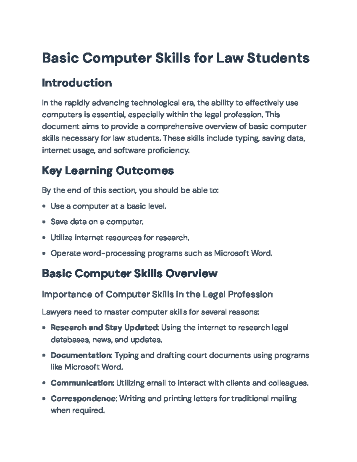Basic Computer Skills for Law Students: Essential Overview and Tips ...