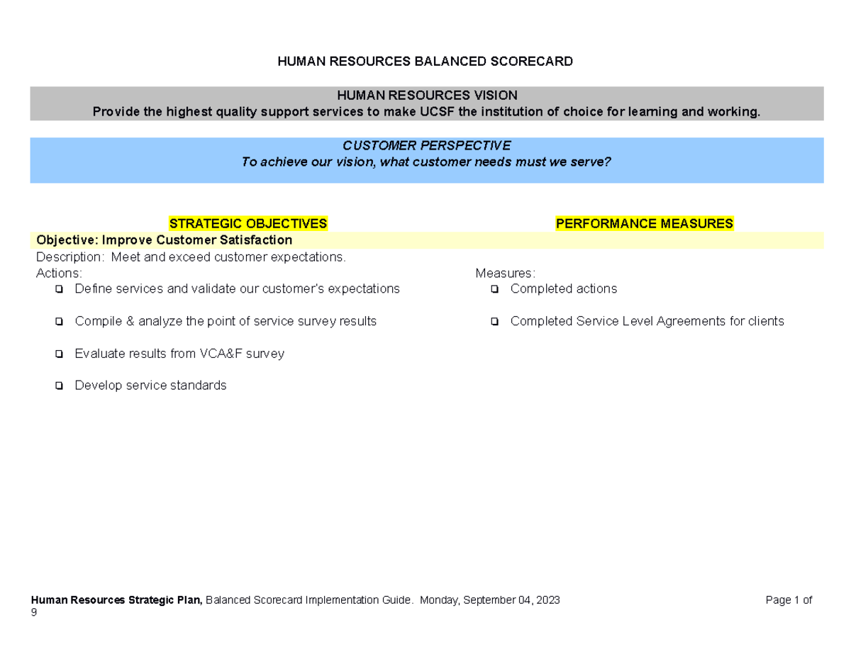 Human Resources Balanced Scorecard - HUMAN RESOURCES BALANCED SCORECARD ...