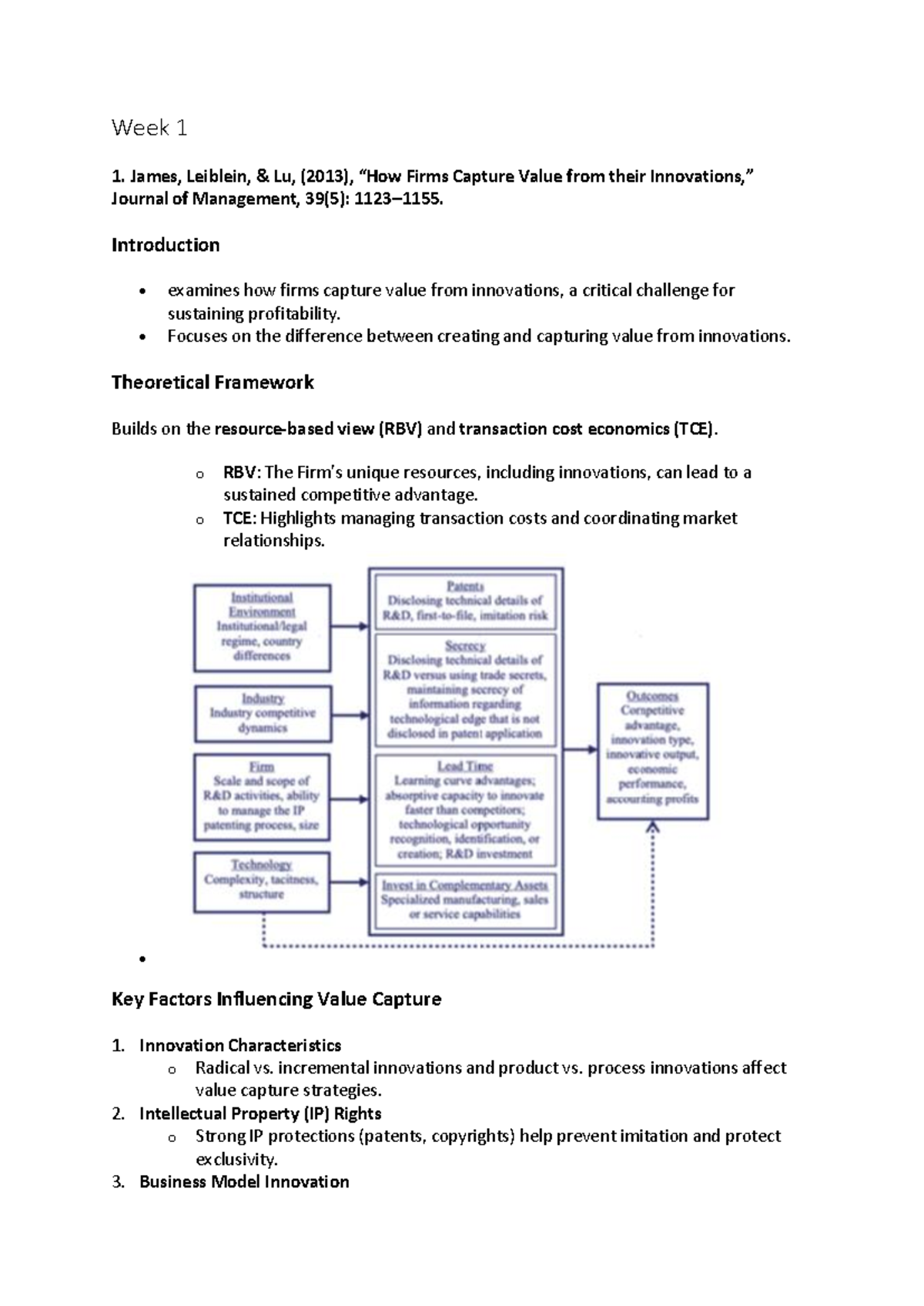 CVFI Lecture Notes - Capturing Value from Innovation: A Summary ...