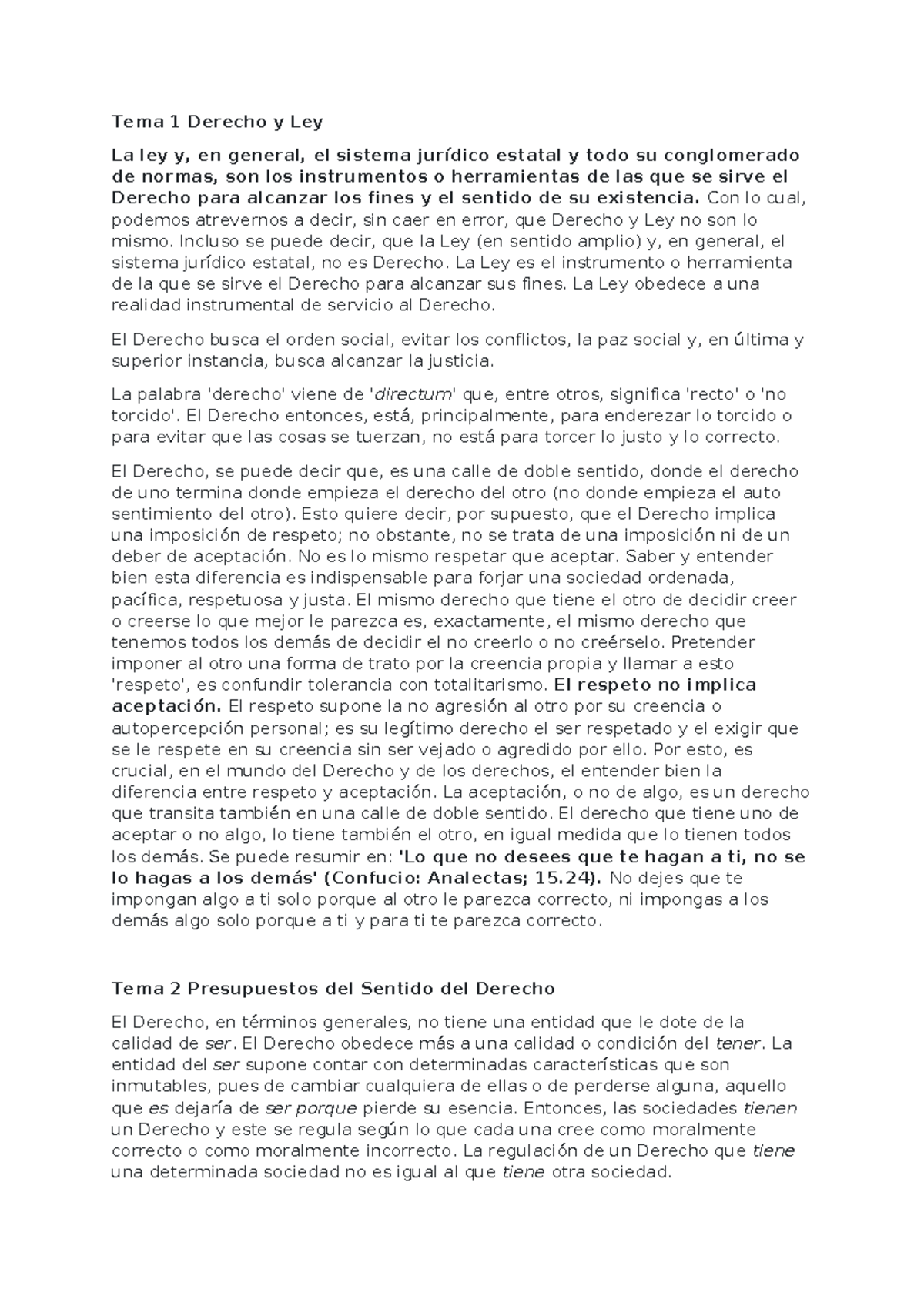 ISJ-Parte Filosofía - Tema 1 Derecho y Ley La ley y, en general, el ...