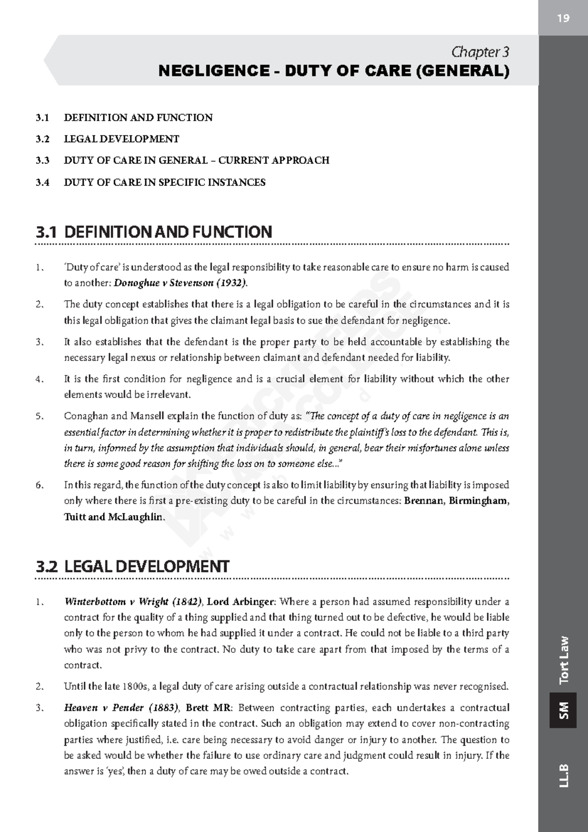 LLB SM Tort Law Chapter 3 - Duty of Care Overview and Developments ...