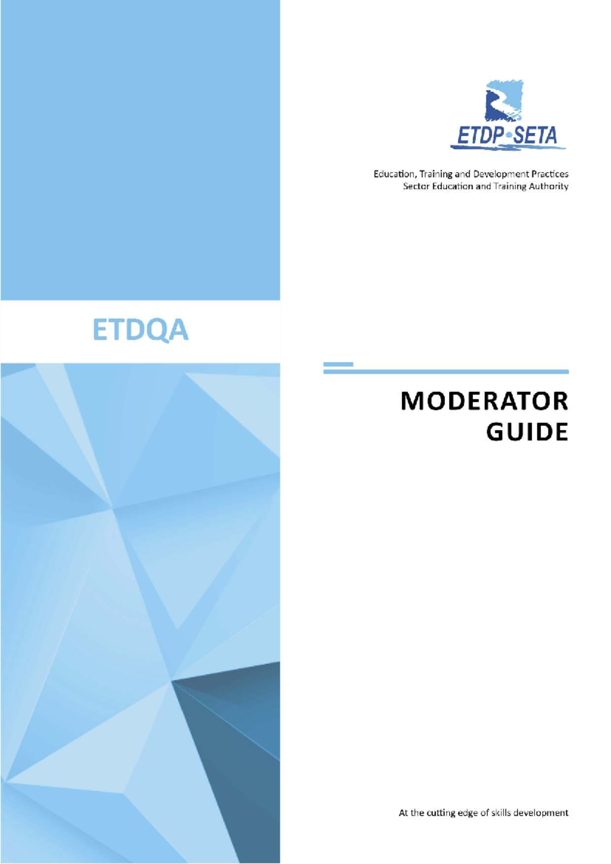 ETDQA 001: Moderator Guide for Education, Training & Development ...