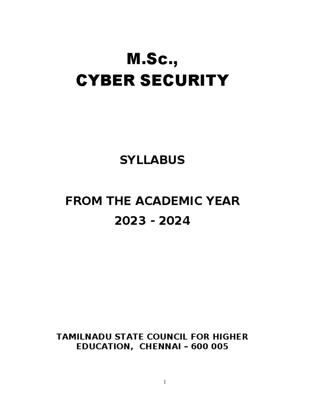 M.Sc. Cyber Security - M., CYBER SECURITY SYLLABUS FROM THE ACADEMIC