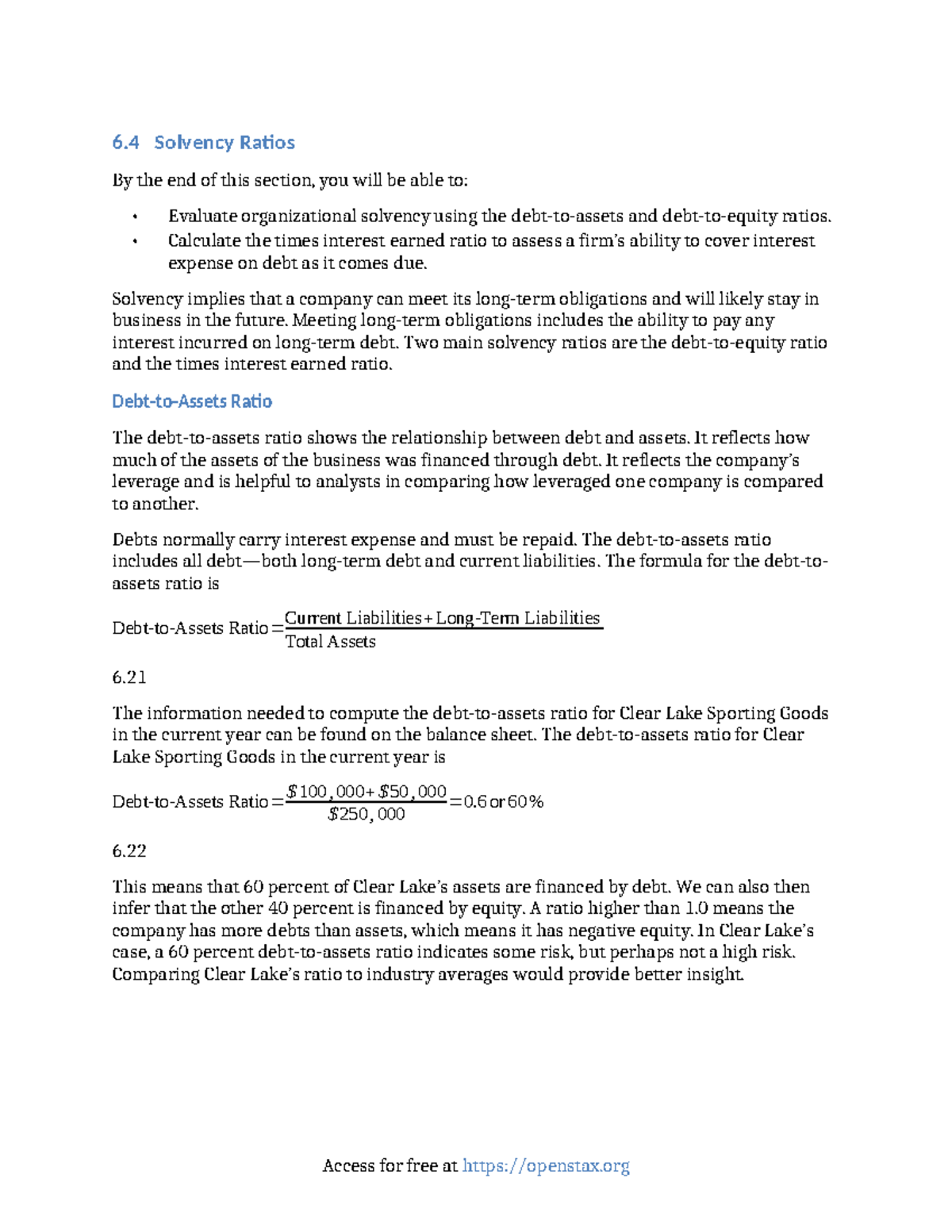 6.4 Solvency Ratios: Analysis and Financial Strategies for Corporations ...