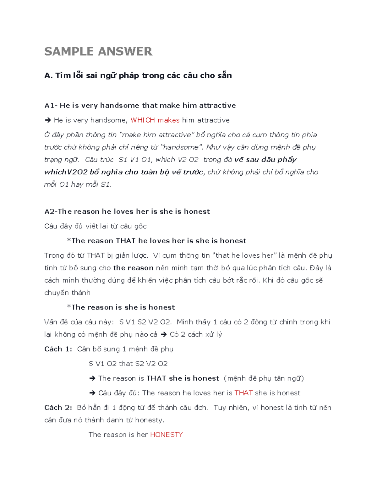 Lesson 03 - Sentence Structure Review with Sample Answers - Studocu