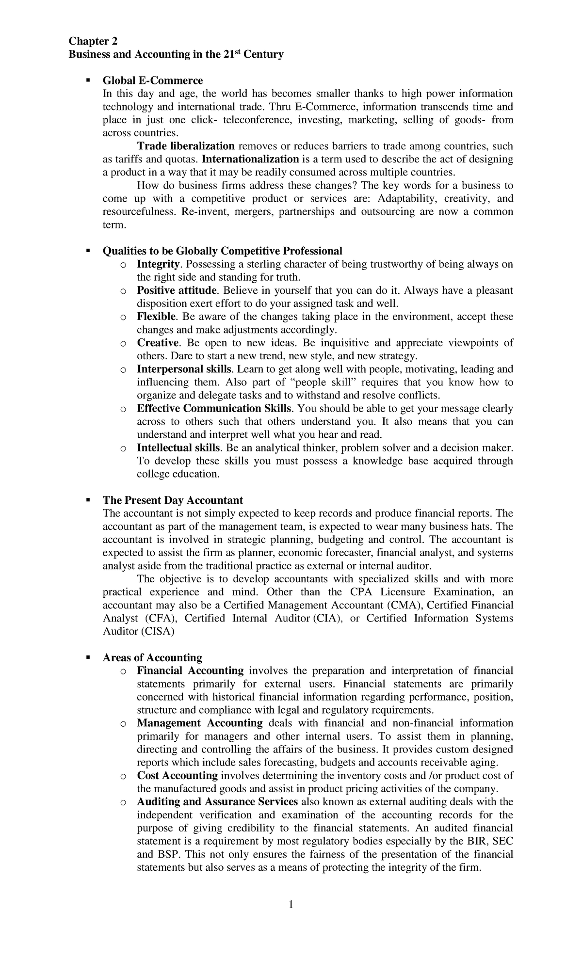Ch02: Business and Accounting in the 21st Century Overview - Studocu