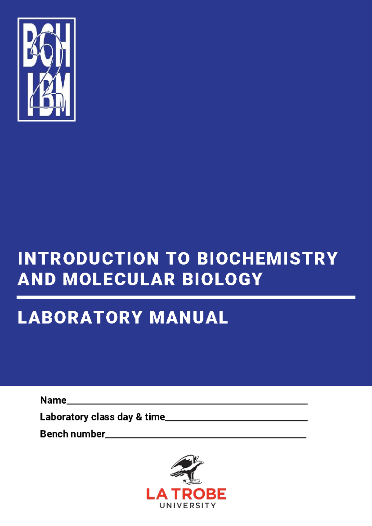 BCH2IBM 2025 laboratory manual: Introduction to biochemistry techniques ...