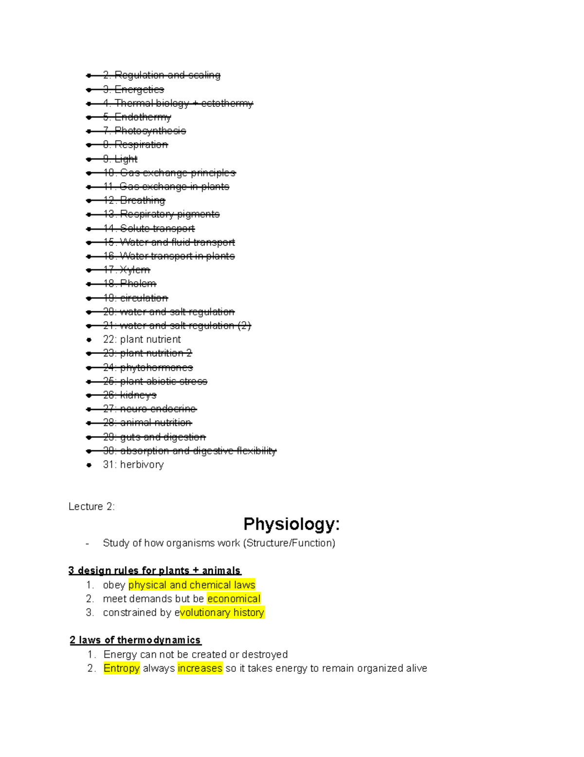 Physiology Final Exam Notes (Course Code: 2) - Key Concepts and Topics ...
