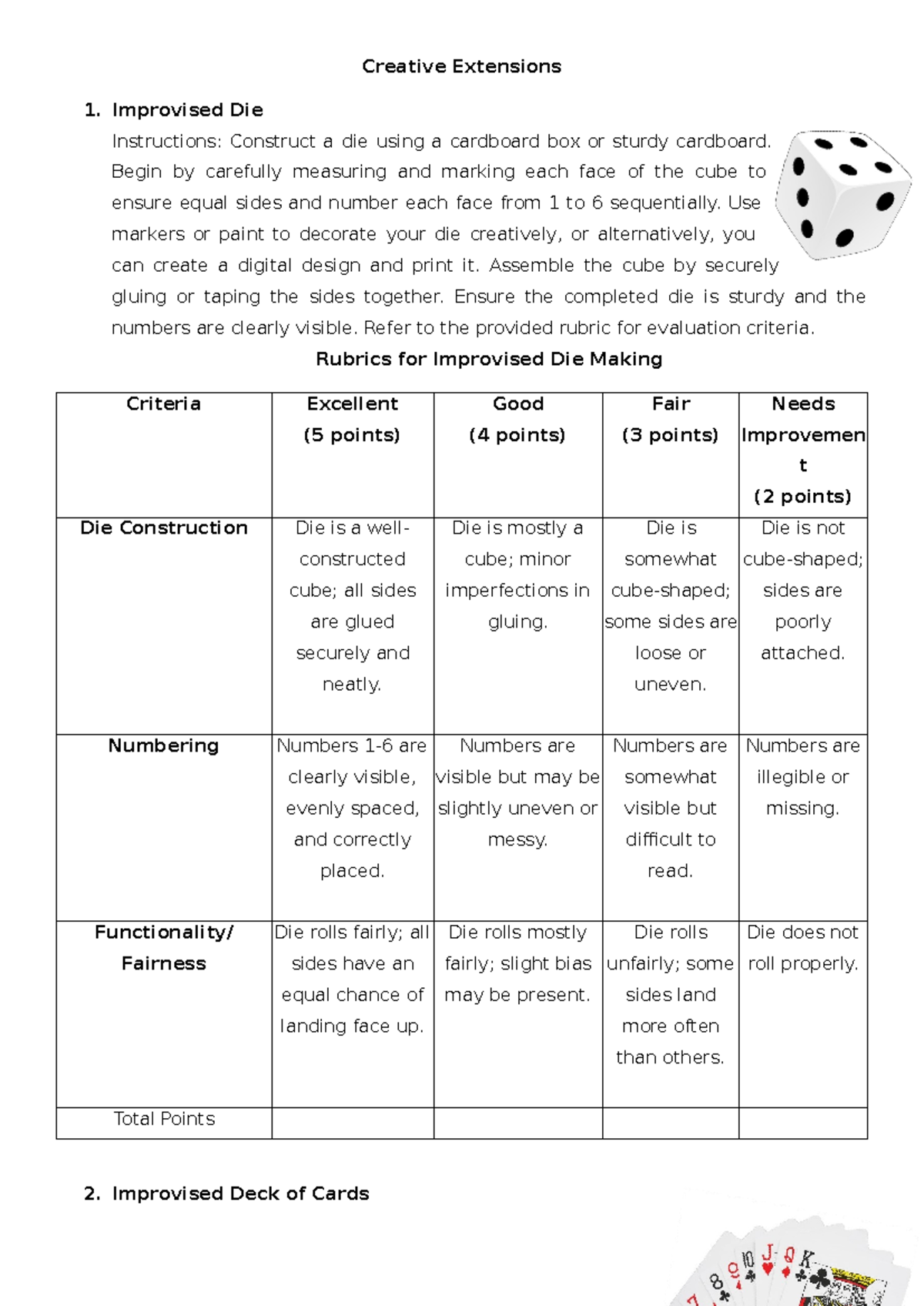 Creative Extensions - These are supplementary activities for students ...