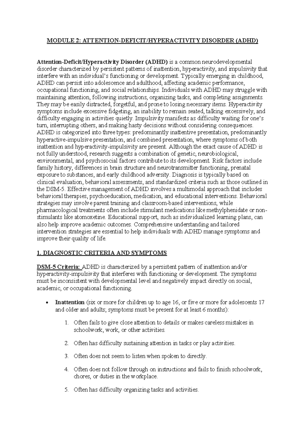 CD Module 2: Understanding ADHD - Symptoms, Diagnosis, and Management ...