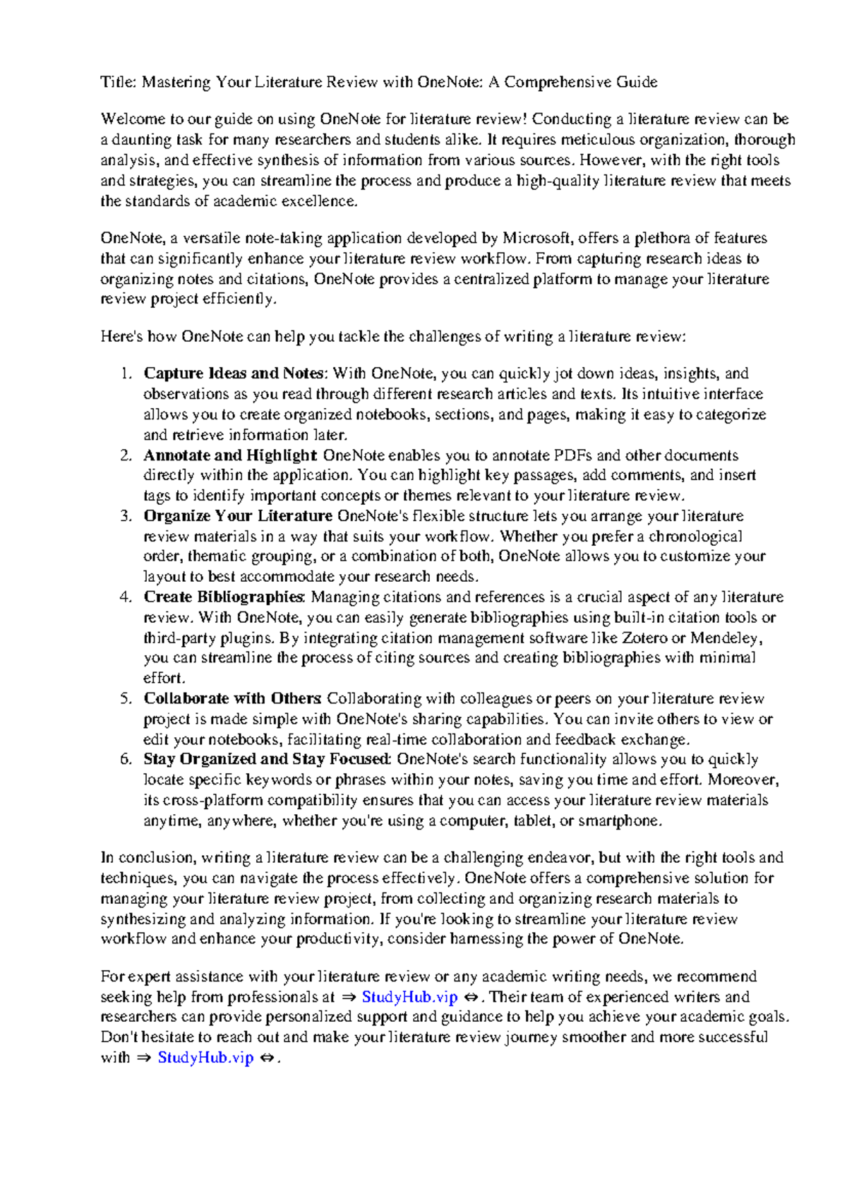 Mastering Literature Reviews with OneNote: A Guide for Researchers ...