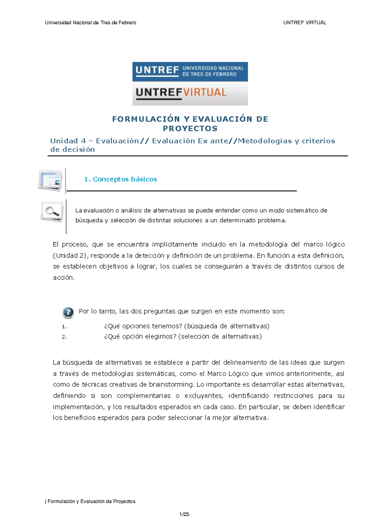 UNTREF VIRTUAL: Formulación y Evaluación de Proyectos - Unidad 4 - Studocu