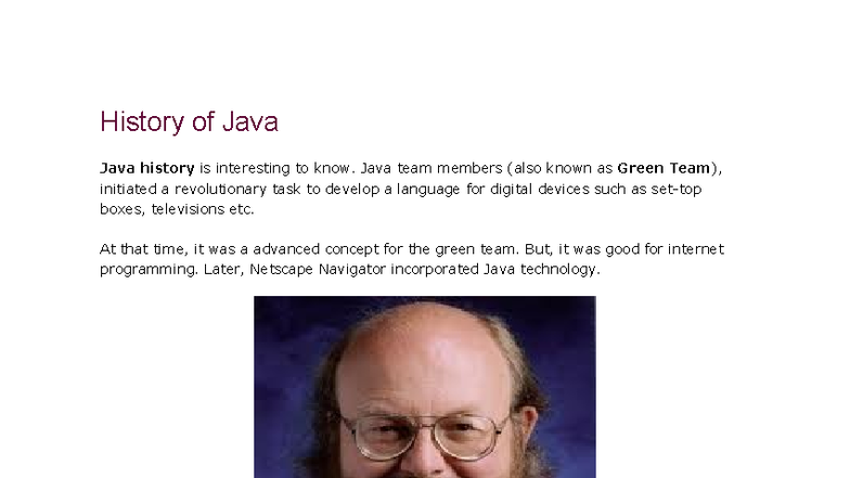 2-History of Java: Detailed Overview for AKTU Exam Preparation - Studocu