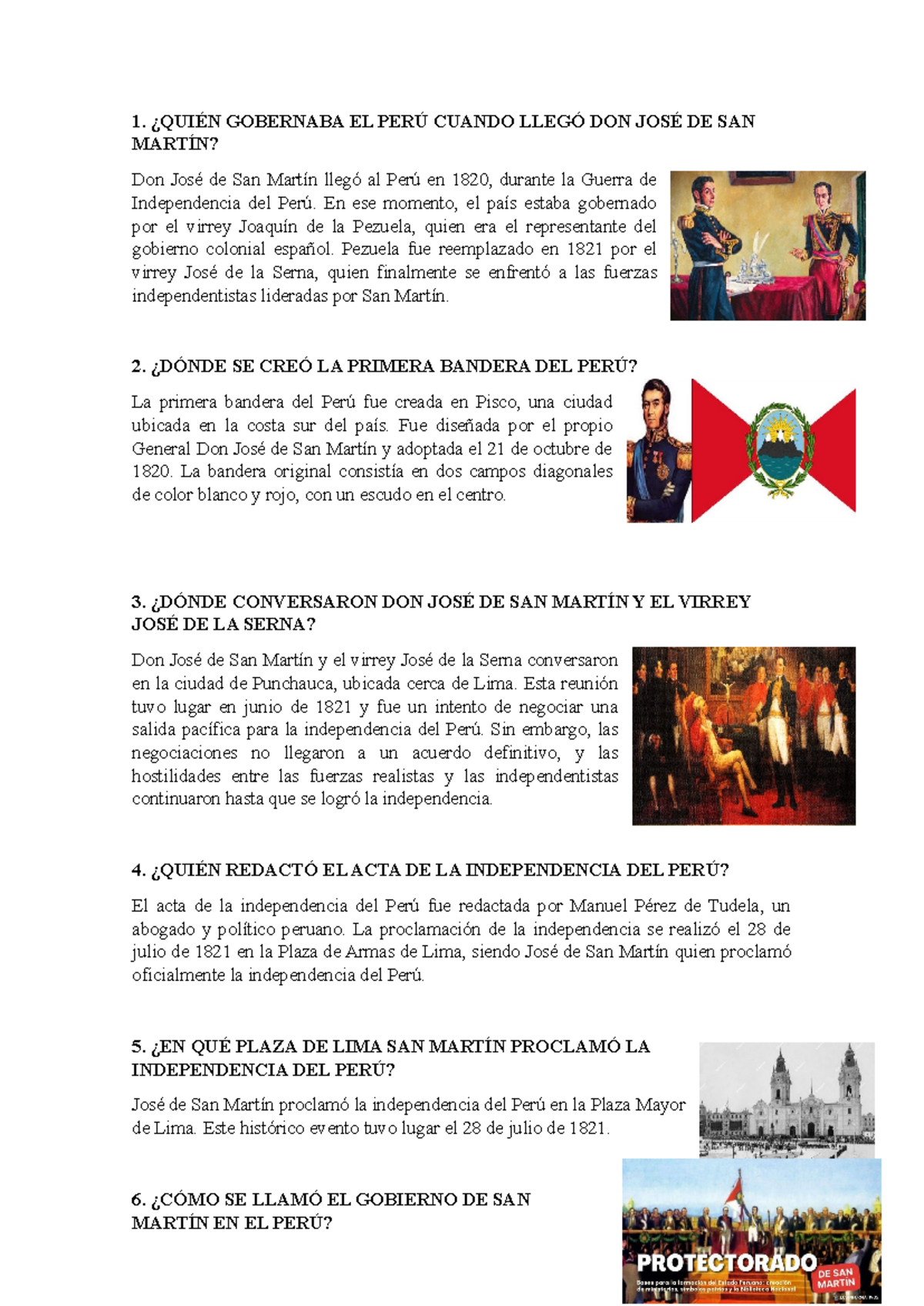 Trabajo de Investigación 3A: La Independencia del Perú y San Martín ...