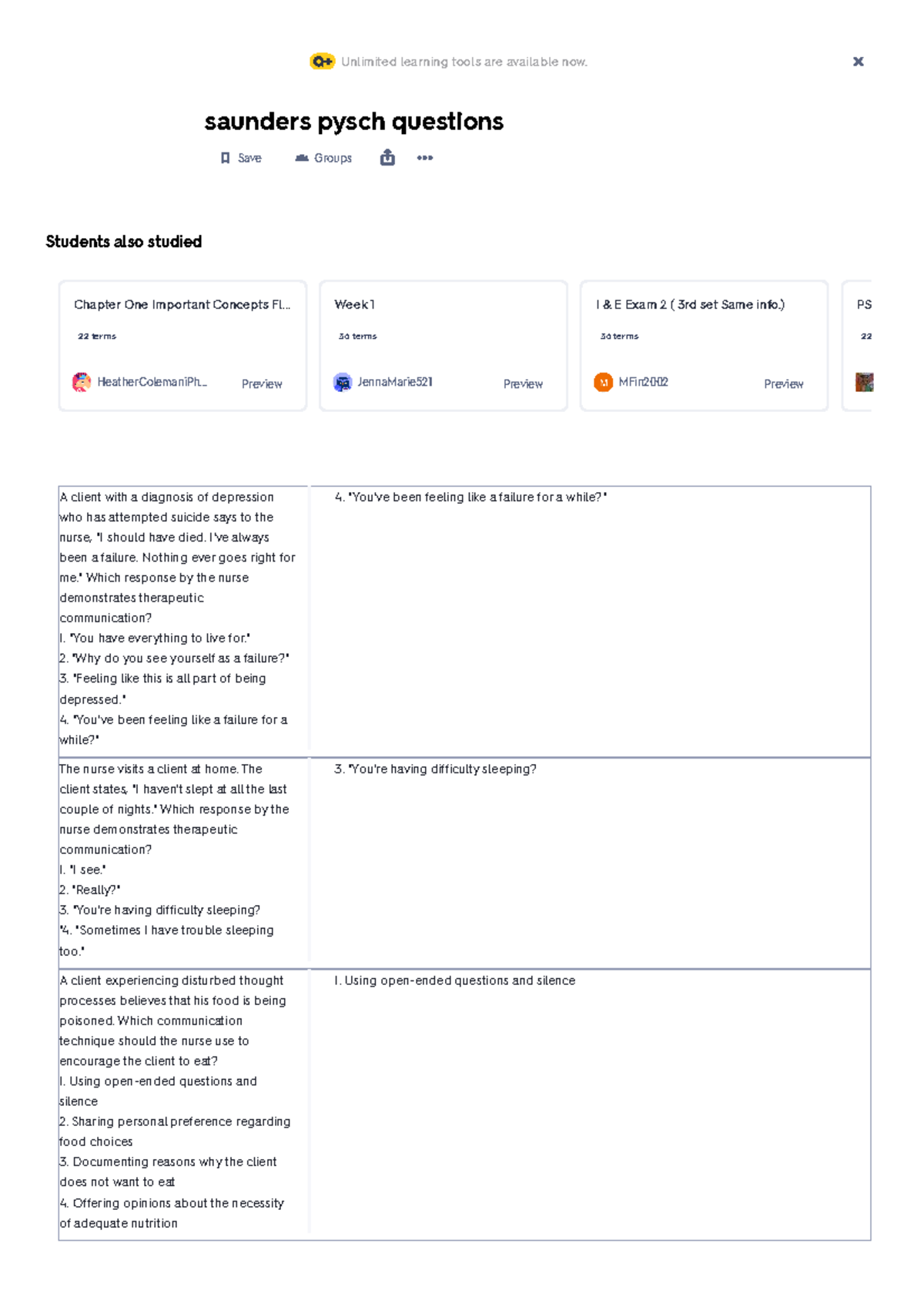 Saunders PSYCH Questions: Week 1 Exam Review & Key Concepts - Studocu