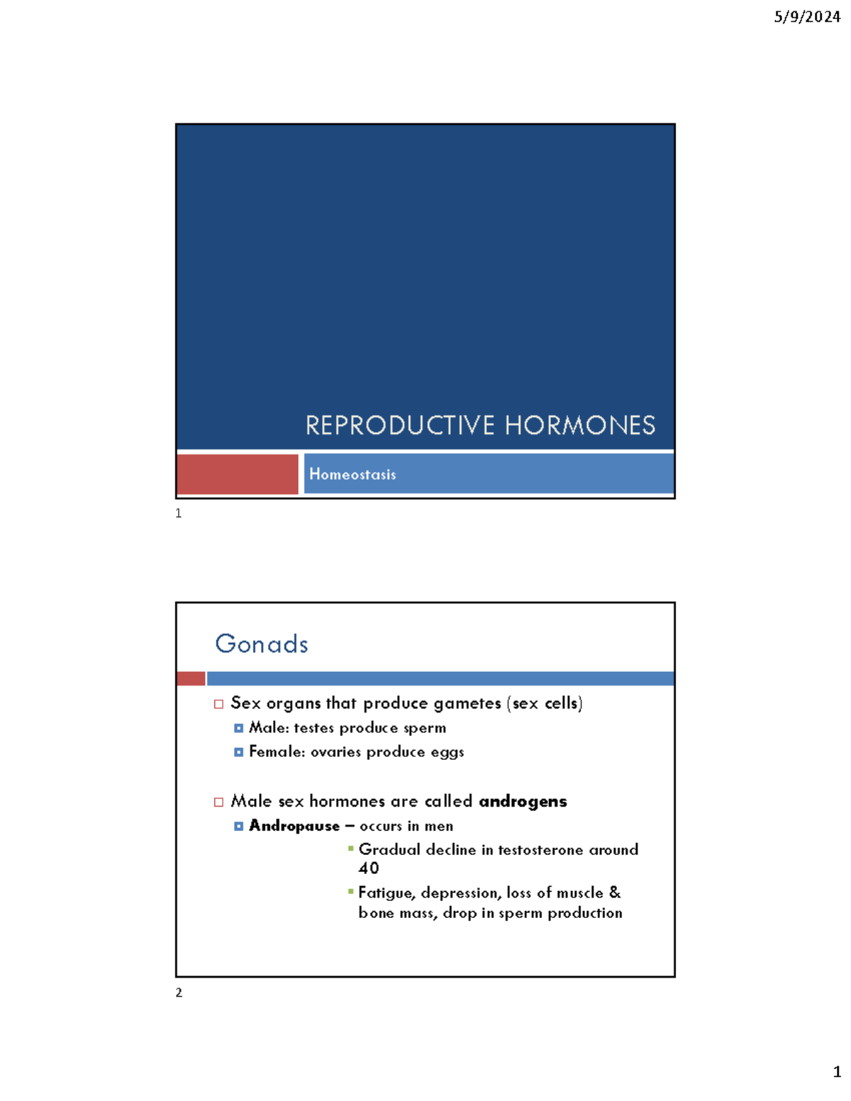 Lesson 7 - Overview of Reproductive Hormones and Their Functions - Studocu