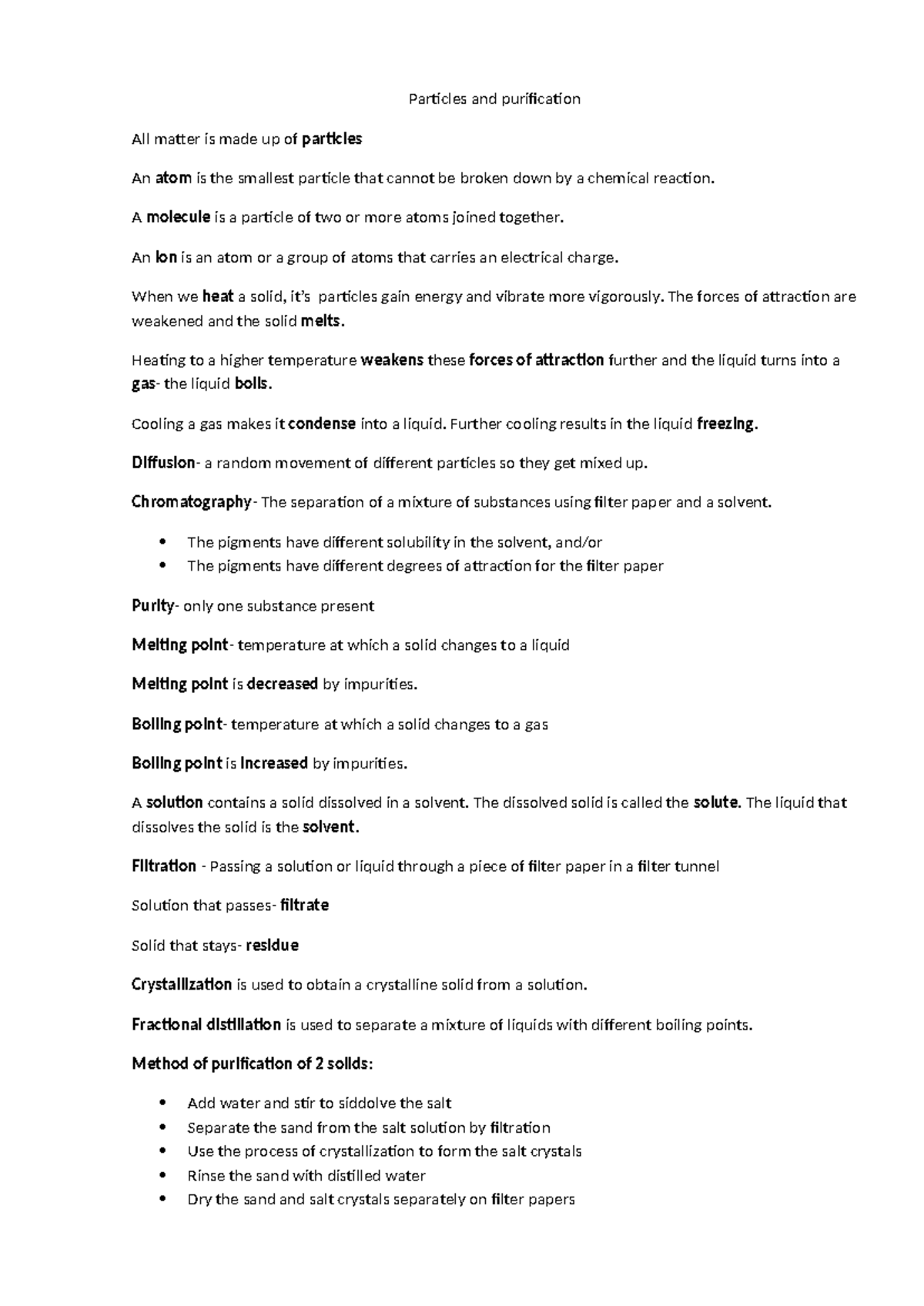 Particles and Purification - Particles and purification All matter is ...