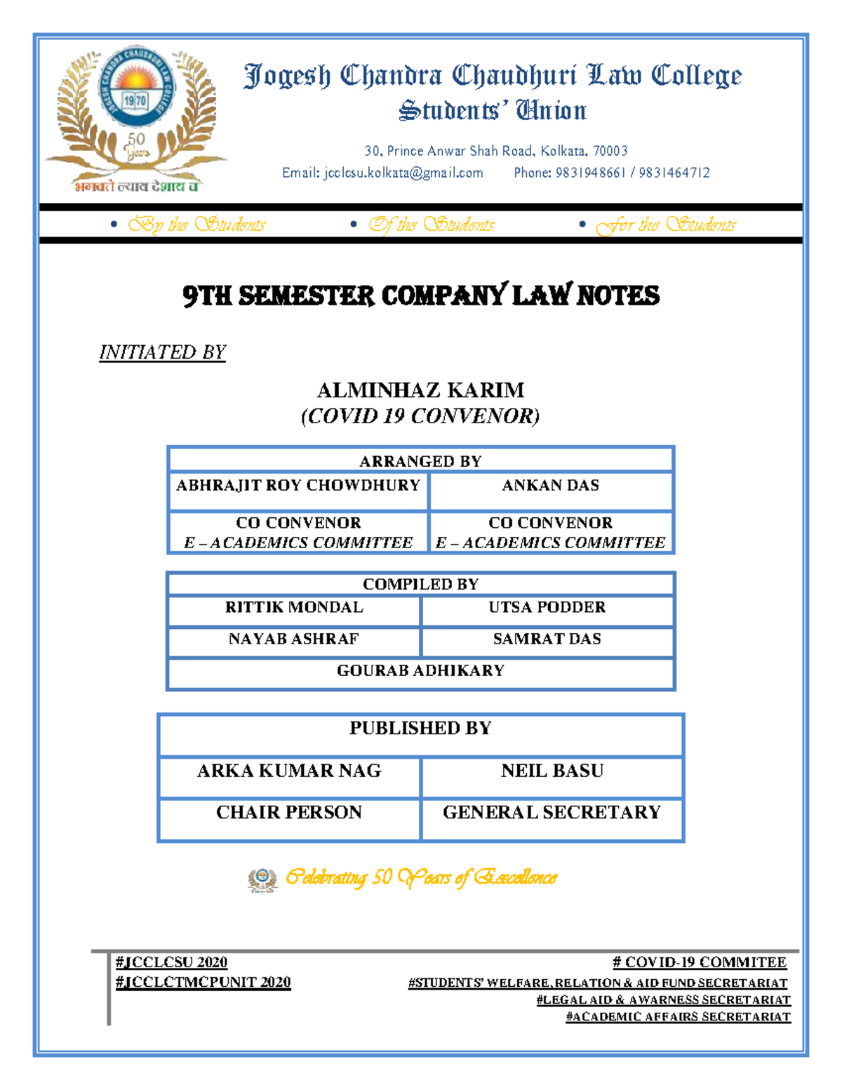 Company Law Notes for 9th Semester (Course Code: LAW 260514) - Studocu