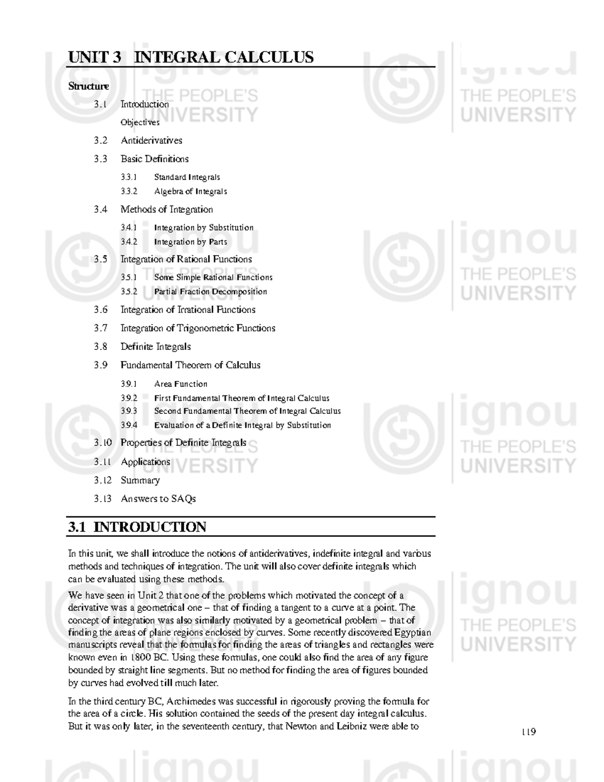 UNIT 3 INTEGRAL CALCULUS: Methods and Applications of Integration - Studocu