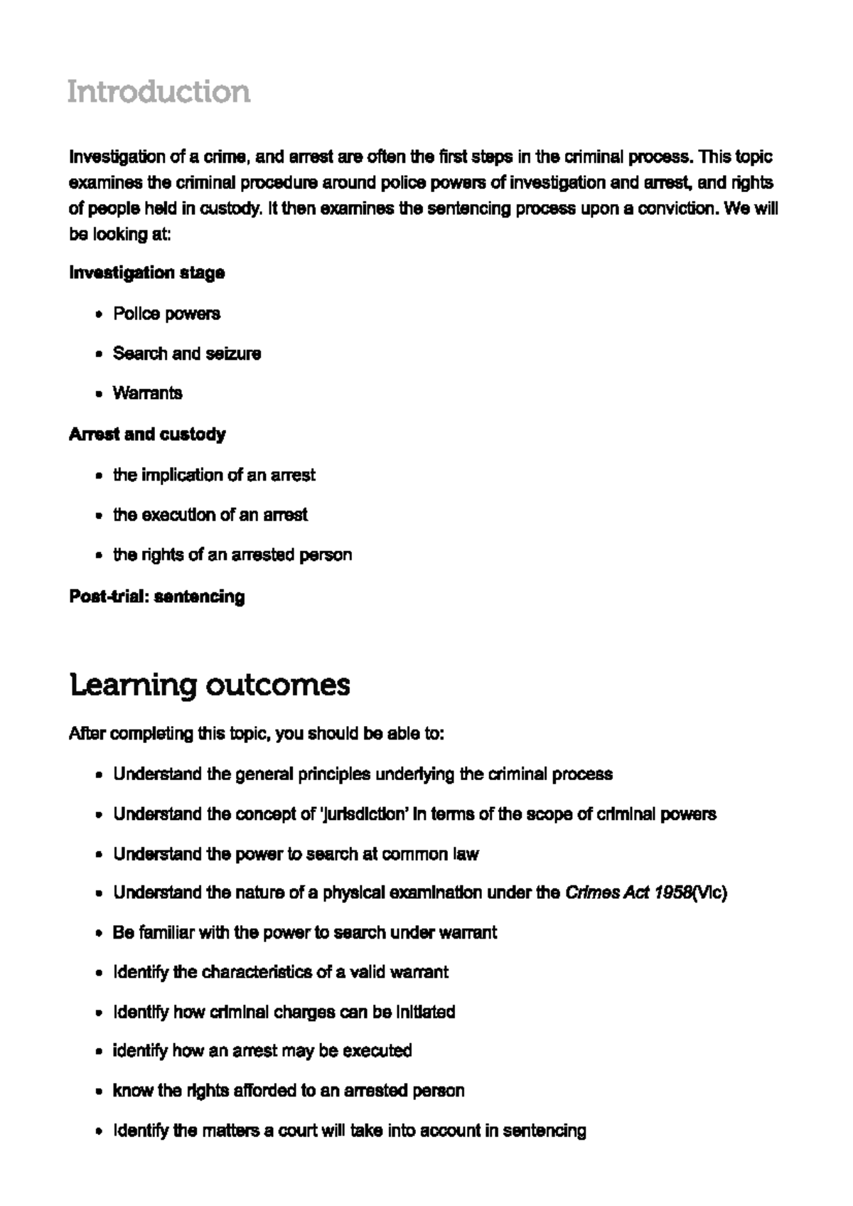 2a - Past paper - Introduction Investigation of a crime, and arrest are ...