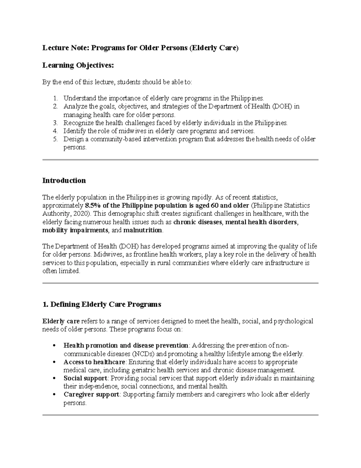 DOH CHS Management: Strategies for Disease Elimination Programs - Studocu