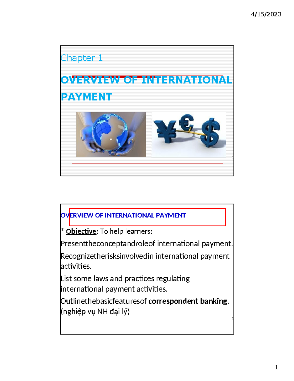 Chapter 1: Overview of International Payment (IP) and Its Risks - Studocu