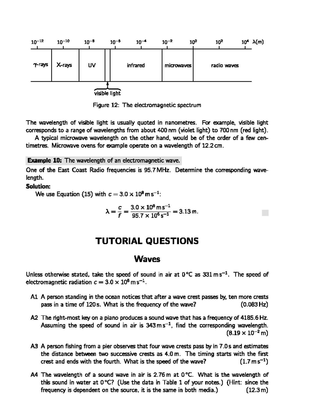Waves Physics Tutorial Questions (102 100 102 104) - Studocu