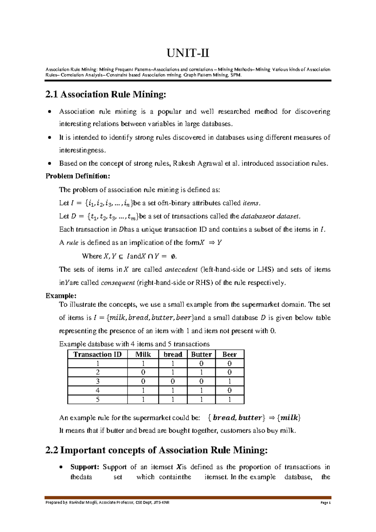 Dm 2nd unit - /it is a notes of data mining subject - UNIT-II ...