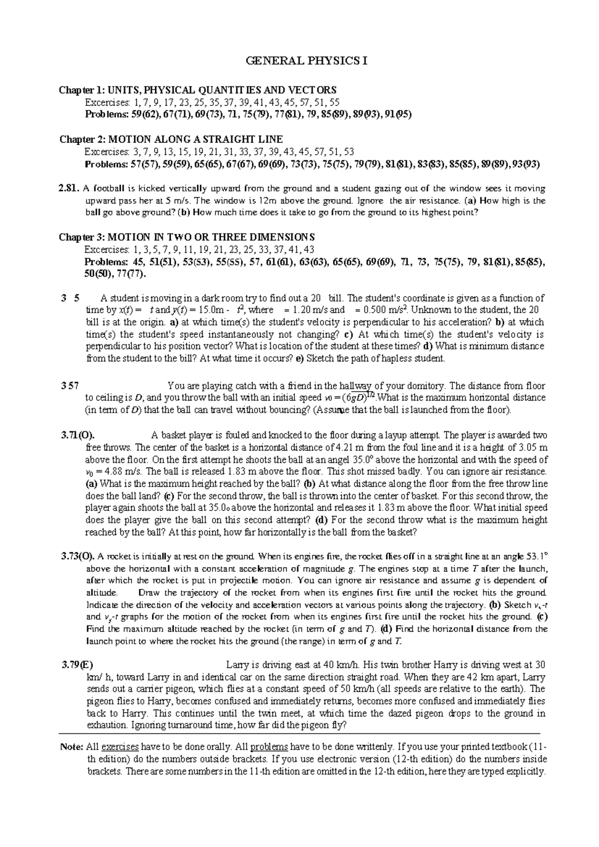 Exercises and Problems: CTTT - Homework for Advanced Physics Program ...