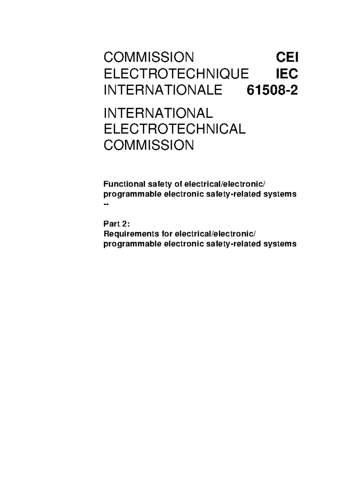 IEC 61508-2: Functional Safety Requirements for Programmable Electronic ...
